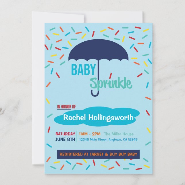 Baby Boy Sprinkle Umbrella Invitation (Front)