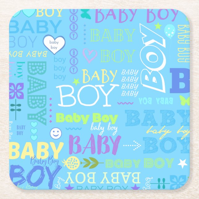 Baby Boy Square Paper Coaster (Front)