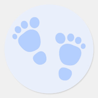 Baby Boy Sticker, Blue Feet Classic Round Sticker