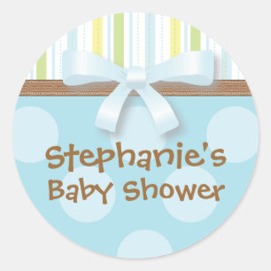 Baby Boy Stripes + Dots Blue Green Favour Sticker