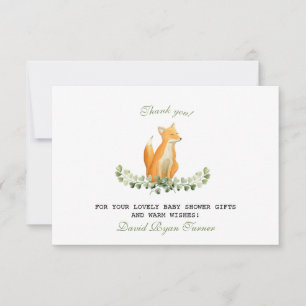 Baby Boy Sweet Fox Woodland Baby Shower Thank You