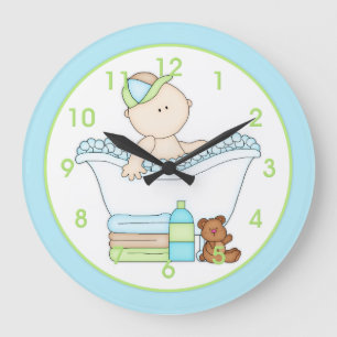 Baby Boy Taking a Bath Kid's Wall Clock