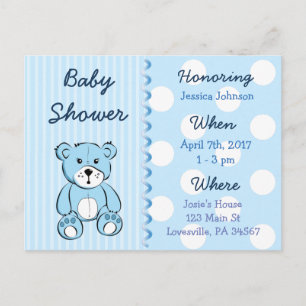 Baby Boy Teddy Bear Baby Shower Invitation