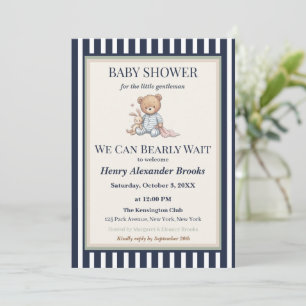 Baby Boy Teddy Bear Baby Shower Invitation 