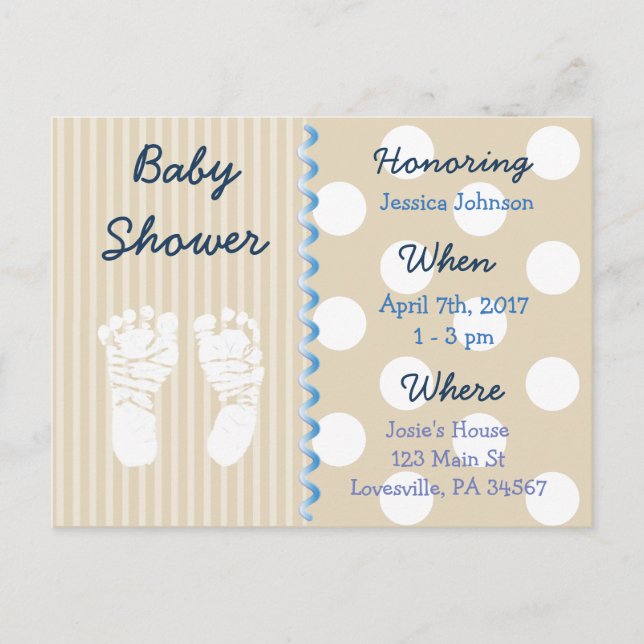 Baby Boy Teddy Bear Baby Shower Invitation (Front)