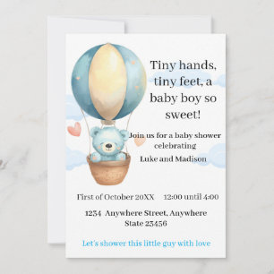 Baby Boy Teddy Bear Baby Shower Invitation