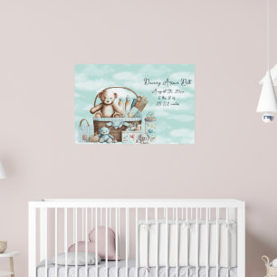 Baby Boy Teddy Bear Basket of Toys Poster