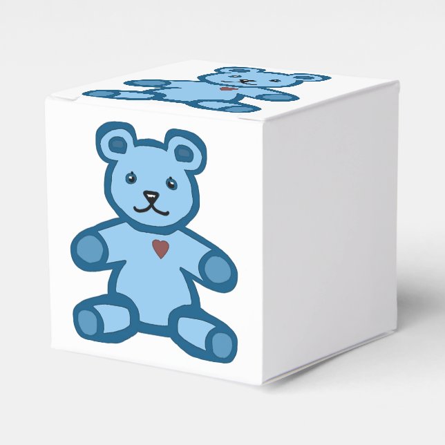 Baby boy teddy bear favour box (Front Side)