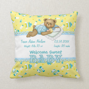 Baby Boy Teddy Bear Pillow