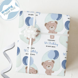Baby Boy Teddy Bear Wrapping Paper