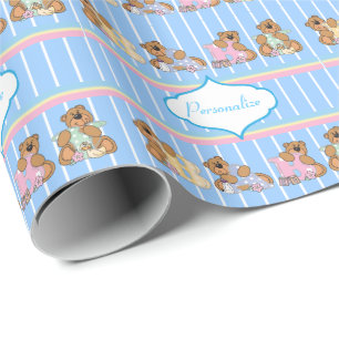 Baby Boy Teddy Bears Wrapping Paper