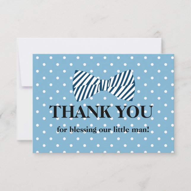 Baby Boy Thank You Card, Little Man Bow Tie Card (Front)