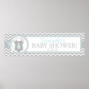 Baby Boy Tie Chevron Print Baby Shower Banner