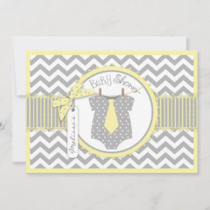 Baby Boy Tie Chevron Print Baby Shower Invitation
