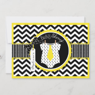 Baby Boy Tie Chevron Print Baby Shower Invitation