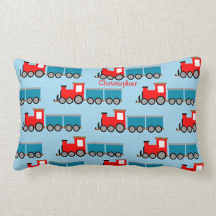 Baby Boy Toy Train Choo Choo Personalise Name Lumbar Cushion