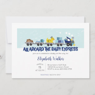 Baby Boy Train Theme Baby Shower Invite