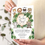 Baby Boy Tropical Jungle Safari Animals Shower Invitation<br><div class="desc">Welcoming a baby is one of the most important milestones in your life, and you want to make sure you celebrate in style! Featuring cute jungle animals and rustic tropical leaves, this invitation is perfect for parents-to-be who love the outdoors and is looking for a whimsical yet sophisticated safari theme....</div>