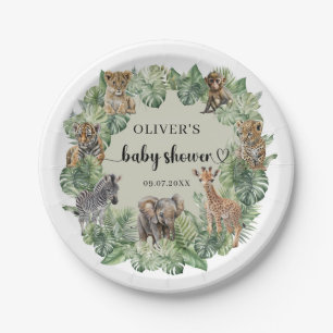 Baby Boy Tropical Jungle Safari Animals Shower Paper Plate