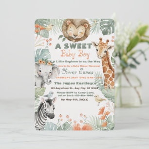 Baby Boy Tropical Jungle Safari Shower Invitation