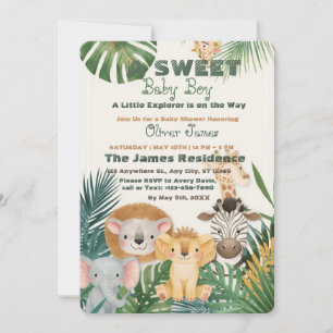 Baby Boy Tropical Jungle Safari Shower Invitation