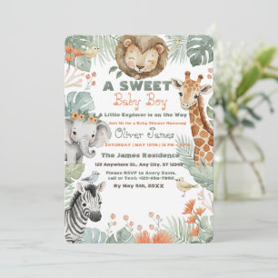 Baby Boy Tropical Jungle Safari Shower Invitation