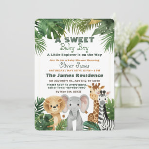 Baby Boy Tropical Jungle Safari Shower Invitation