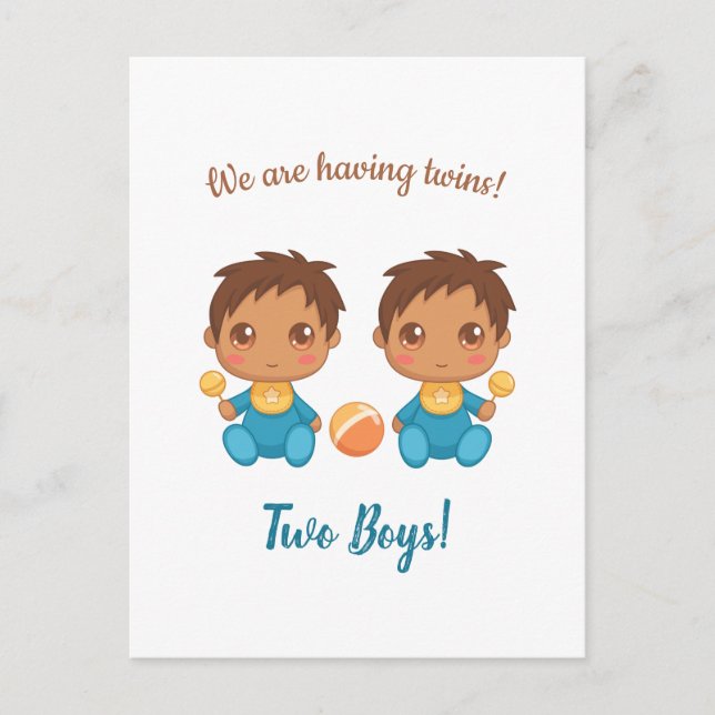 Baby Boy Twins Announcement Postcard (Front)