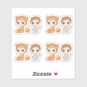 Baby Boy Twins Bear Jumpsuit Set of 4