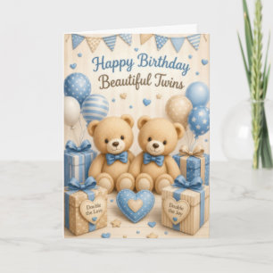 Baby Boy Twins Birthday Card