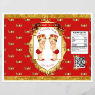 Baby Boy Twins Red Gold Chip Bag Wrapper