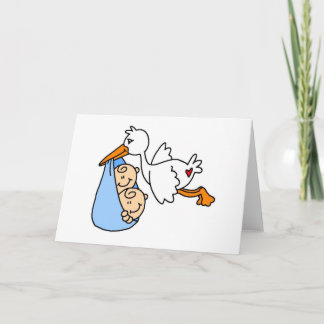 Baby Boy Twins with Stork Card