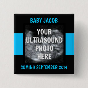 Baby Boy Ultrasound Photo 15 Cm Square Badge