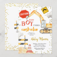 Baby Boy Under Construction Baby Shower Invitation