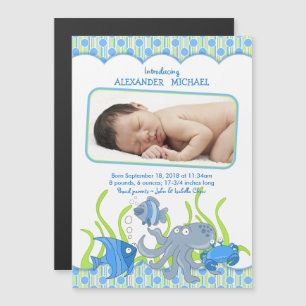 Baby Boy Under the Sea Birth Announcement