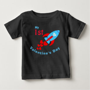 Baby Boy Valentine's Day Cute Heart Rocket T-Shirt