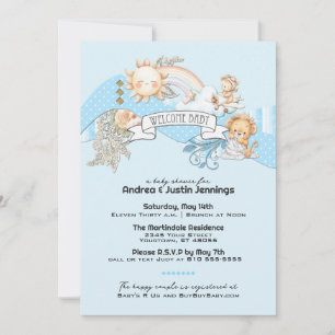 Baby Boy Watercolor Blue Baby Shower Invitation