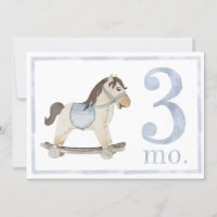 Baby Boy Watercolor Milestone Three Month Old Card
