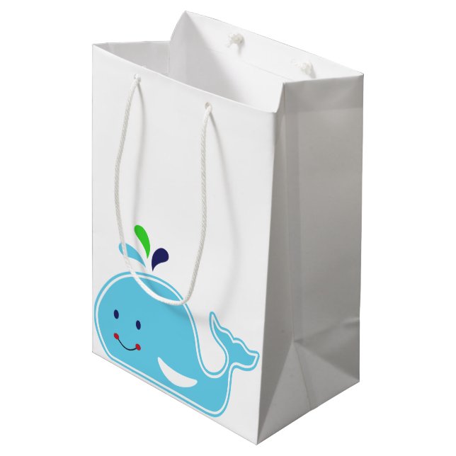 Baby Boy Whale Medium Gift Bag (Front Angled)