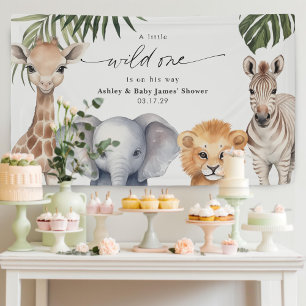 Baby Boy Wild One safari Animals Shower Backdrop Banner