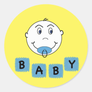 Baby Boy with Binky Classic Round Sticker