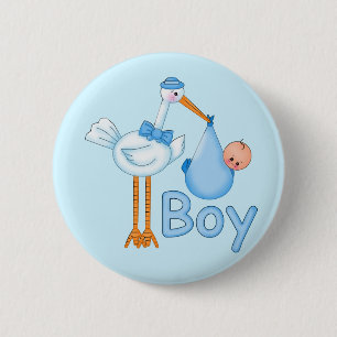 Baby Boy with Stork 6 Cm Round Badge