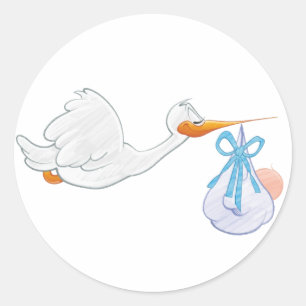 Baby Boy with Stork Classic Round Sticker