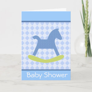 Baby Boy Yellow and Blue Rocking Horse Card