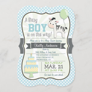 Baby Boy Zebra, Pastel Baby Shower Invite
