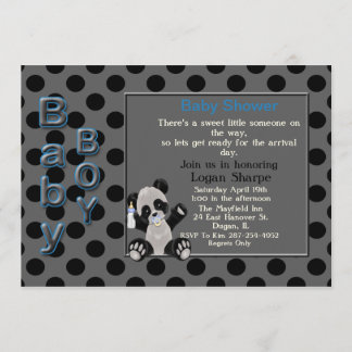 Baby Boyl Panda Bear Baby Shower Invitation