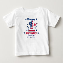 Baby Boy's 1st Birthday 4th Of July Custom White