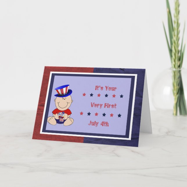 Baby Boy's First  4th of July Card (Front)