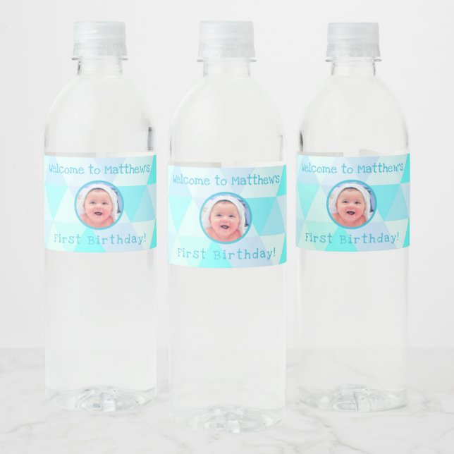 Baby Boy's First Birthday | Bottled Water Label (Bottles)