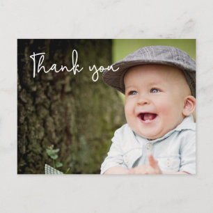 Baby boy's first birthday Thank You Photo Postcard